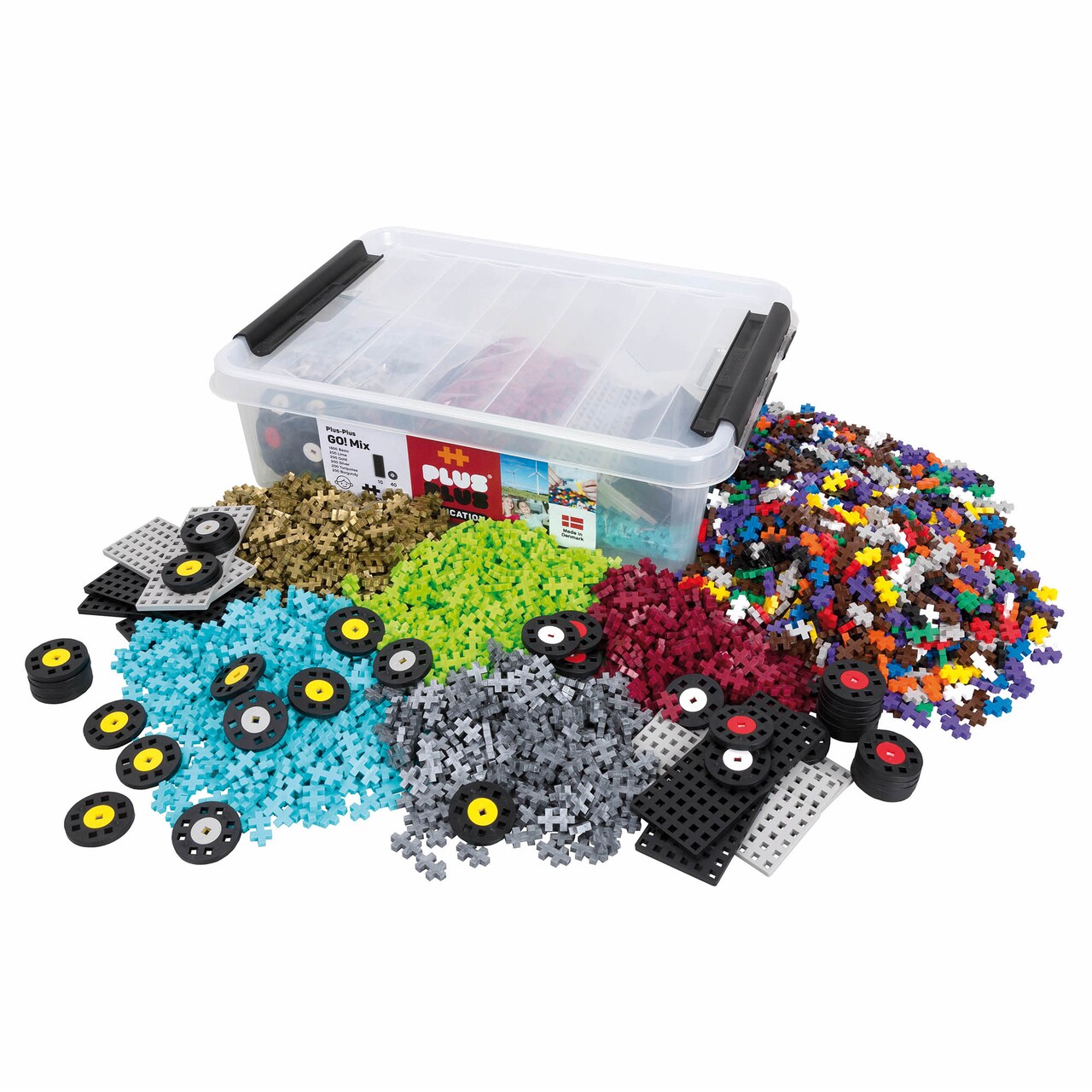 Plus-Plus: GO! Vehicles Tub - Educational - 2600pc - Chassis/Wheels, Construction Building STEM Toy Set, Interlocking Mini Puzzle Blocks, Kids Ages 7+